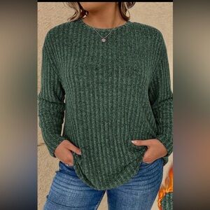 New Drop Shoulder Ribbed Sweater tee size 3X 🌺🌹🌸